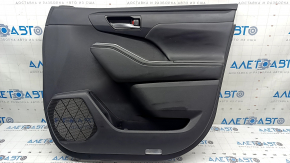 Door trim panel, front right, Toyota Highlander 20-25, black leather, XLE, XSE, black insert, black leather armrest, with handle