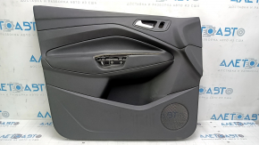 Door trim card front left Ford Escape MK3 17-19 rest, black, armrest leather, with chrome handle, scratches