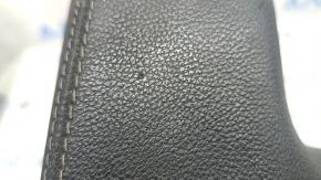 Jaguar F-Pace X761 17-18 center console armrest, black leather with white stitching, leather peeling, bump