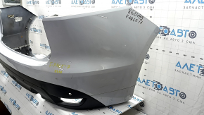 Bare rear bumper with lip for Jaguar F-Pace X761 17-20 for 2 single exhausts, for 4 parking sensors, white, scratches, pressed