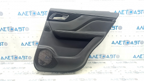 Door trim, rear right, Jaguar F-Pace X761 17-20, black leather with white stitching, leather armrest, with glossy black trim, with backlight, with handle, scratches