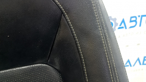 Jaguar F-Pace X761 17-20 passenger seat back upholstery, black leather with white stitching, perforation, Sport, wrinkled