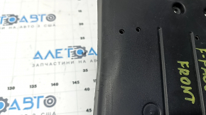 The front license plate plate of a Jaguar F-Pace X761 17-20 Sport is dented and the fasteners are broken.