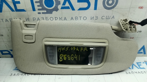 Right visor for Ford Fusion mk5 17-20, light gray, without hook, without plug, with backlight, for cleaning