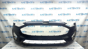 Front bumper, bare, Ford Fusion mk5 19-20, without parking sensors and tow hook, blue E7, worn, scratches, sawed, broken fasteners