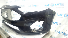 Front bumper, bare, Ford Fusion mk5 19-20, without parking sensors and tow hook, blue E7, worn, scratches, sawed, broken fasteners