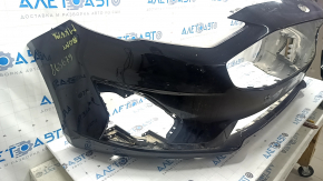 Front bumper, bare, Ford Fusion mk5 19-20, without parking sensors and tow hook, blue E7, worn, scratches, sawed, broken fasteners