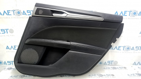 Door trim panel rear right Ford Fusion mk5 17-20 black with black insert cloth, armrest black leather, molding gray structure, scratches