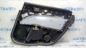Door trim panel rear left Ford Fusion mk5 17-20 black with black insert cloth, armrest black leather, molding gray structure, scratches, with handle