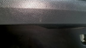 Front left door panel for Ford Fusion mk5 17-20 black with black cloth insert, black leather armrest, gray molding, scratches, with handle