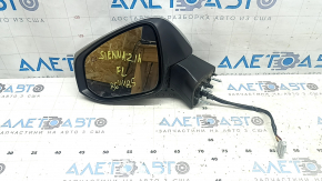 Left side mirror assembly for Toyota Sienna 21-24, 6 pins, heated, BSM, silver