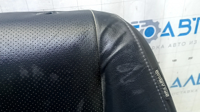 Nissan Leaf 13-17 driver's seat back upholstery, black leather, perforated, heated, wrinkled