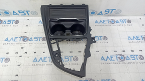 Black center console trim with cup holders for BMW 3 Series F30 16-18, with cigarette lighter, scratches