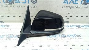 Left side mirror assembly BMW 3 F30 4d 13-18 USA 5 pins, matte mount, turn signal, black, scratches, peeling varnish