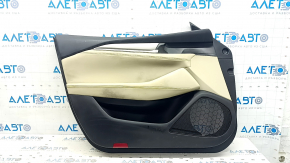 Mazda 6 18-21 front left door trim, black, armrest and insert, black leather, gray molding with chrome, worn