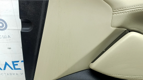 Mazda 6 18-21 front right door panel, black, armrest and insert, beige leather, gray molding with chrome, dry-cleanable, scratches