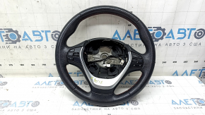Naked steering wheel BMW 3 F30 12-18 black leather, Sport without paddles and heating, with red stitching, with overlay and buttons, worn