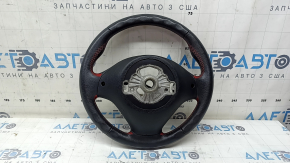 Naked steering wheel BMW 3 F30 12-18 black leather, Sport without paddles and heating, with red stitching, with overlay and buttons, worn