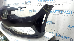 Bare front bumper BMW 3 F30 16-18 Basis, black, non-factory holes, broken mount, scratches, dents, bumps