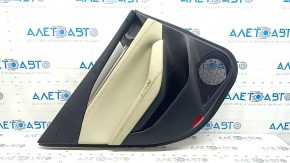 Mazda 6 18-21 black rear left door panel, black leather armrest and insert, gray molding with chrome, scratch, needs cleaning