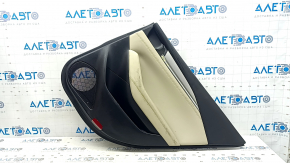 Mazda 6 18-21 black rear right door trim, black leather armrest and insert, gray molding with chrome, needs cleaning, worn