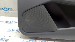 Tesla Model X 16-21 front right door panel, black and beige leather, light wood molding, chrome handle, scratches, dents, cracked wood
