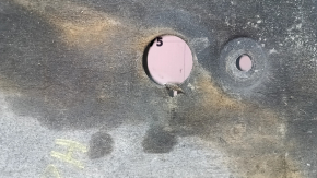 Right underbody protection for BMW 3 F30 4d 12-18 is worn, torn, and dented.