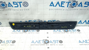 Outer front right door sill trim for BMW 5 F10 11-16, black with chrome, missing chrome trim, scratches, broken fasteners