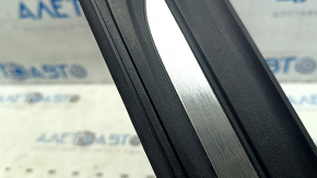 Outer front right door sill trim for BMW 5 F10 11-16, black with chrome, missing chrome trim, scratches, broken fasteners