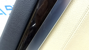Rear left door trim, BMW 5 F10 11-16, black leather with beige Venetobeige, with backlight, wood insert, with handle, scratches, needs cleaning