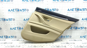 Door trim panel rear right BMW 5 F10 11-16 Dakota beige Venetobeige leather without curtain, scratches, cracks, worn handle, butt