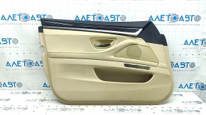 Front left door trim card BMW 5 F10 11-16 Dakota beige leather Venetobeige, dented, worn leather, scratches
