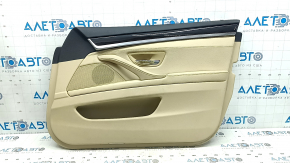 Front right door panel for BMW 5 Series F10 11-16, Dakota beige Venetobeige leather, backlight, wood trim, chrome, with handle, scratches