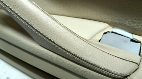 Front right door panel for BMW 5 Series F10 11-16, Dakota beige Venetobeige leather, backlight, wood trim, chrome, with handle, scratches