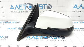 Left side mirror assembly BMW 5 F10 14-16, 5 pins, turn signal, heated, auto-dimming, white, cracks in the turn signal glass