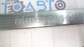 Front left outer door sill trim for Mercedes C-class W205 15-21, chrome, without backlight, type 1, scratches, broken fastener