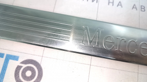 Mercedes C-class W205 15-21 chrome front right outer door sill trim, no backlight, type 1, scratches, broken mount
