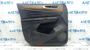 Black front left door panel for VW Atlas 24-25, black leather with white stitching, wood trim, chrome, black leather armrest, with lighting, with a buzzer, with a handle, with overlays, scratches