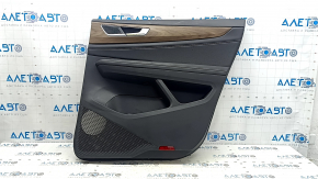 Door trim, rear right card, VW Atlas 24-25, black, black leather with white stitching, without curtain, wood insert, chrome, black leather armrest, with backlight, with handle, with overlays, worn