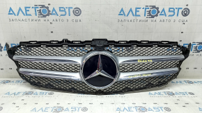 Mercedes C-class W205 15-21 radiator grille assembly without a chamber, sand, crack in enamel