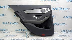 Door trim card rear left Mercedes C-class W205 19-21 dark gray leather without curtain, Burmester, dark gray leather insert, dark gray leather armrest, gray molding, with handle, contact with water