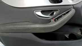 Door trim card front left Mercedes C-class W205 19-21 dark gray leather without curtain, Burmester, dark gray leather insert, dark gray leather armrest, gray molding, with handle, contact with water