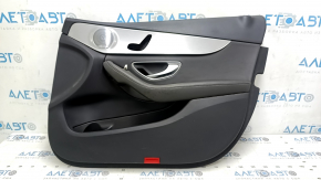 Door trim card front right Mercedes C-class W205 19-21 dark gray leather, Burmester, dark gray leather insert, dark gray leather armrest, gray molding, with handle, contact with water, under 