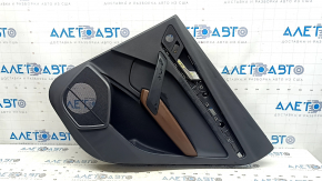 Door trim panel rear right Audi Q5 80A 18-20 black leather, armrest leather brown, with overlays, under the tweeter, with a handle, dents, stain