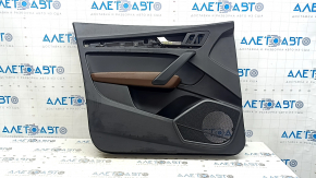 Front left door trim panel for Audi Q5 80A 18-20 black leather, brown leather armrest, with overlays, with handle, scratches