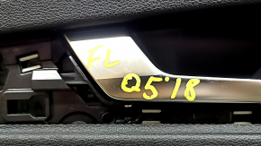 Front left door trim panel for Audi Q5 80A 18-20 black leather, brown leather armrest, with overlays, with handle, scratches