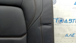 Rear seat backrest, 2nd row, left, Mazda CX-5 19-22, black leather, perforated, with brown stitching, with belt, without headrest, dented, cracked, needs cleaning