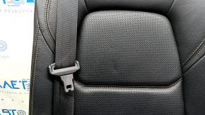 Rear seat backrest, 2nd row, left, Mazda CX-5 19-22, black leather, perforated, with brown stitching, with belt, without headrest, dented, cracked, needs cleaning
