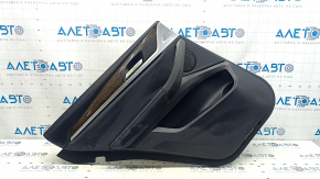 Door trim, rear left, BMW X3 G01 18-21, black leather, black Vernasca leather insert, gray stitching, dark oak trim, scratches