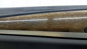 Door trim, front left, BMW X3 G01 18-21, black leather, black leather insert, dark oak trim, black leather armrest, chrome insert, with handle, scratches